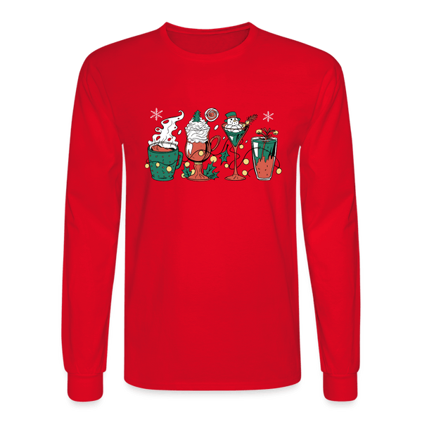 Holiday Drinks Fun Long Sleeve T-Shirt - red