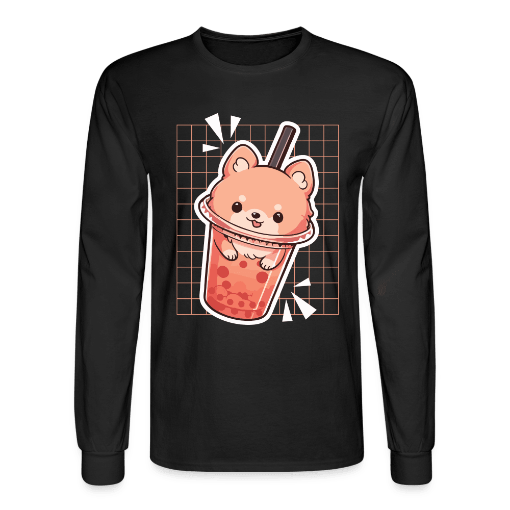Puppy Bubble Tea Long Sleeve T-Shirt - black