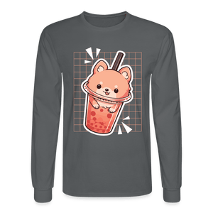 Puppy Bubble Tea Long Sleeve T-Shirt - charcoal