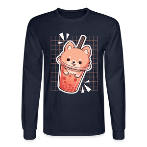 Puppy Bubble Tea Long Sleeve T-Shirt - navy