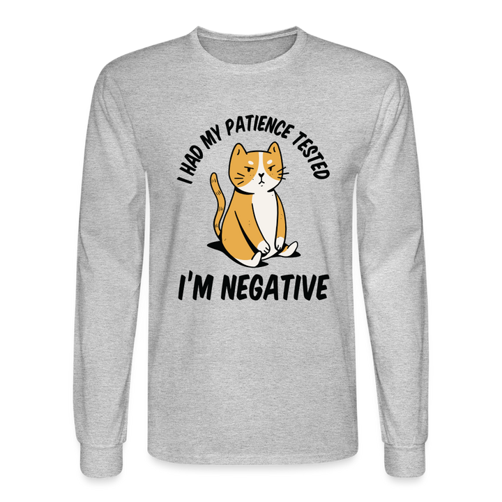 No Patience Grumpy Cat Long Sleeve T-Shirt - heather gray