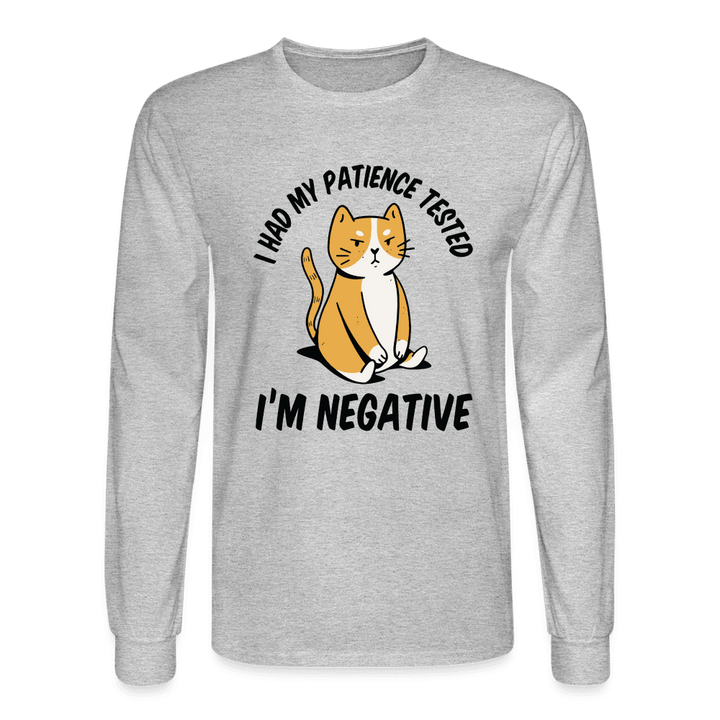 No Patience Grumpy Cat Long Sleeve T-Shirt - heather gray