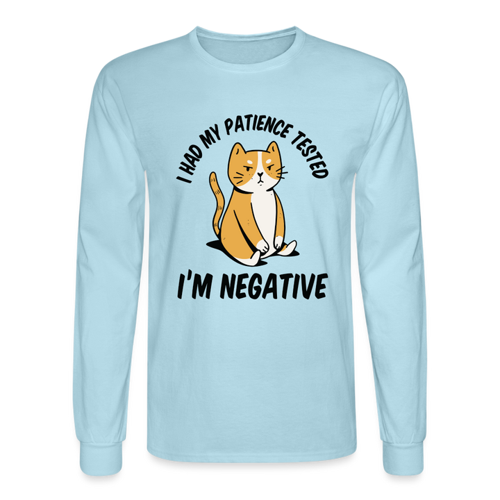 No Patience Grumpy Cat Long Sleeve T-Shirt - powder blue