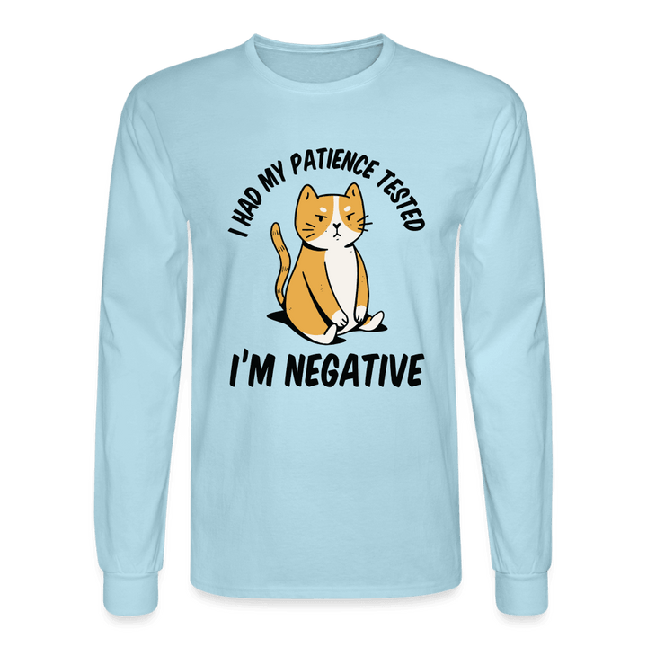 No Patience Grumpy Cat Long Sleeve T-Shirt - powder blue