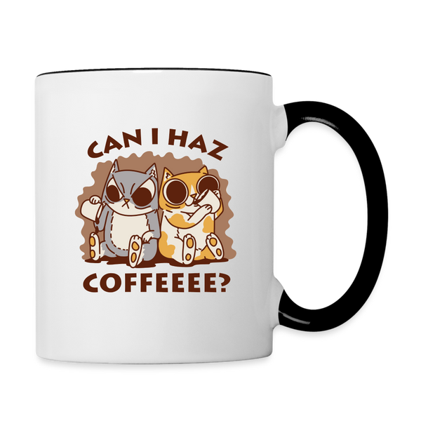 Can I Haz Coffeeee? Cute Cat Coffee Mug - white/black