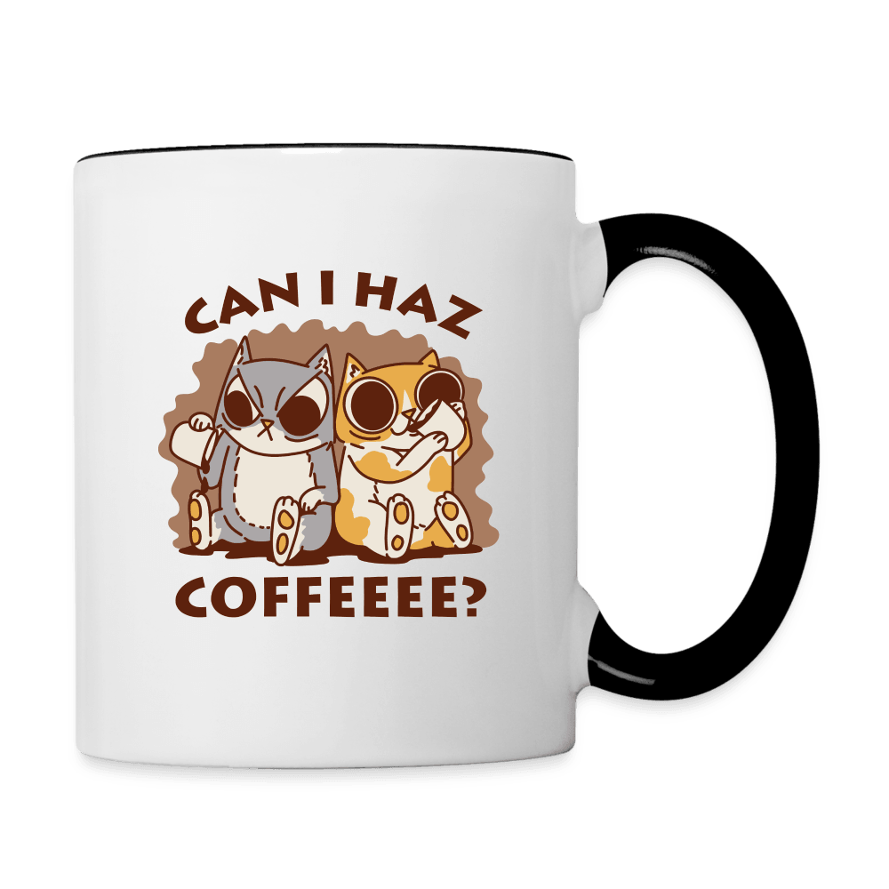 Can I Haz Coffeeee? Cute Cat Coffee Mug - white/black