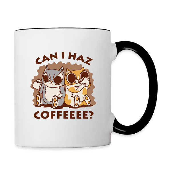 Can I Haz Coffeeee? Cute Cat Coffee Mug - white/black