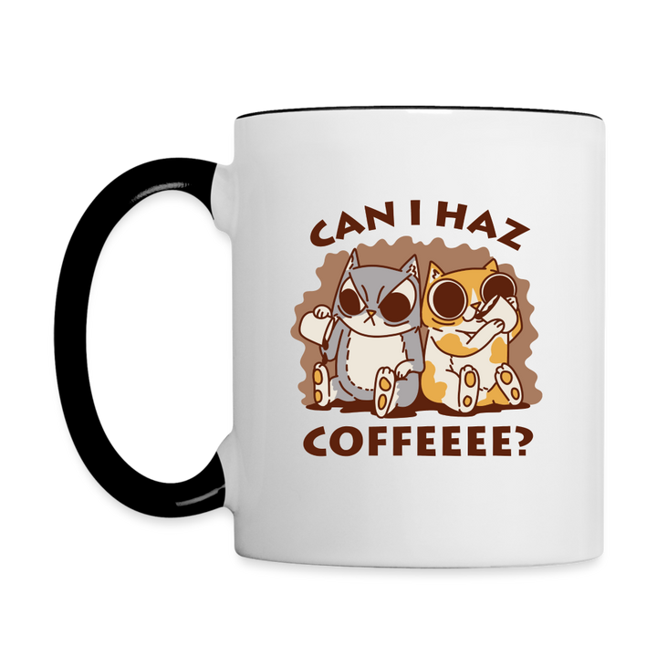 Can I Haz Coffeeee? Cute Cat Coffee Mug - white/black