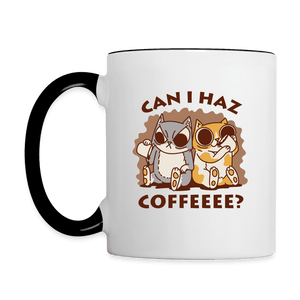 Can I Haz Coffeeee? Cute Cat Coffee Mug - white/black