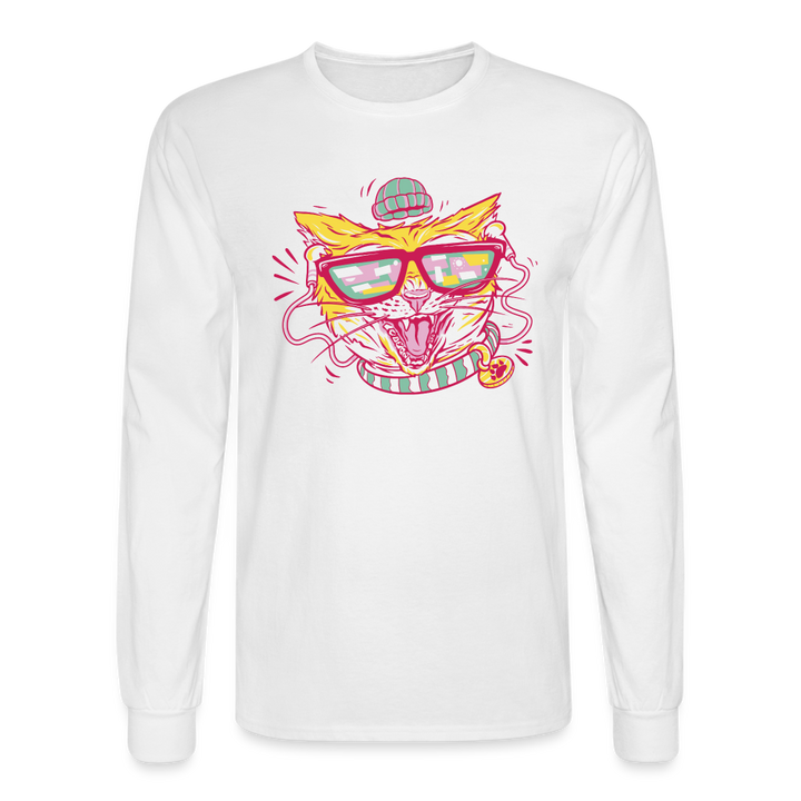 Jam Out Cool Cat Long Sleeve T-Shirt - white