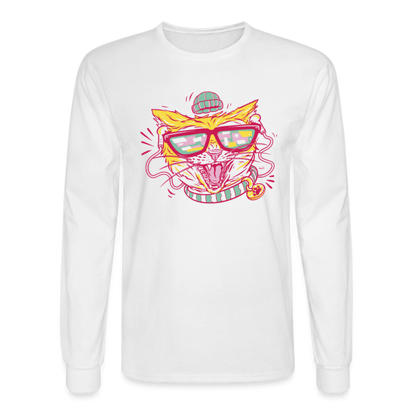 Jam Out Cool Cat Long Sleeve T-Shirt - white