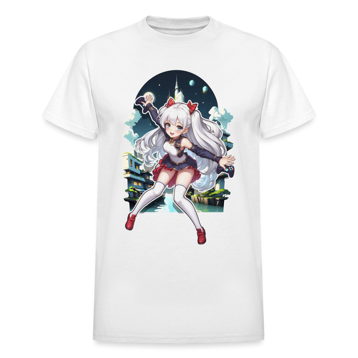 Anime Gamer Girl Magical Powerup T-Shirt - white