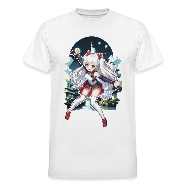 Anime Gamer Girl Magical Powerup T-Shirt - white