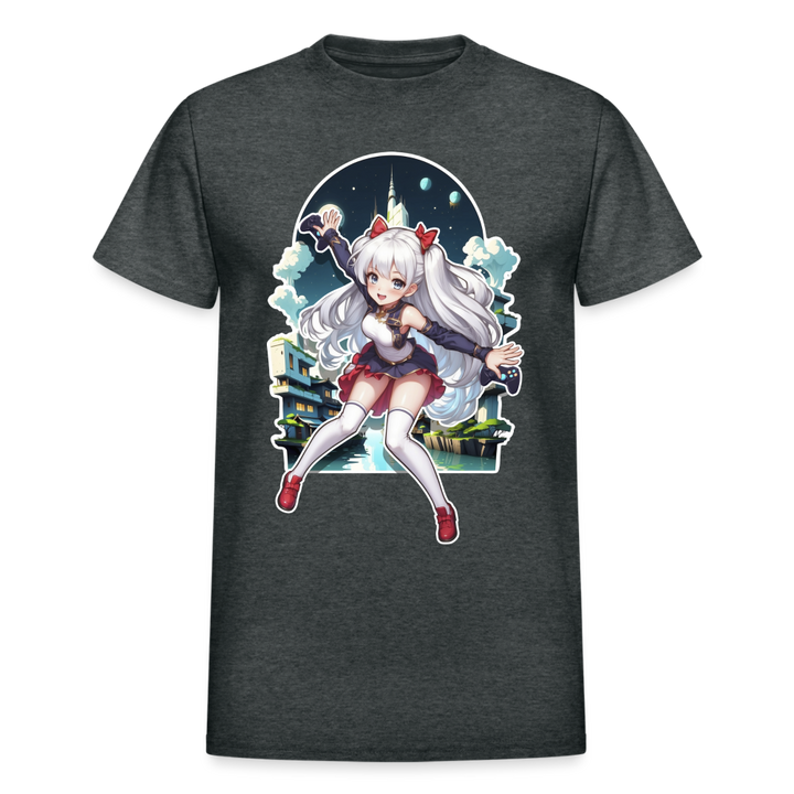 Anime Gamer Girl Magical Powerup T-Shirt - deep heather