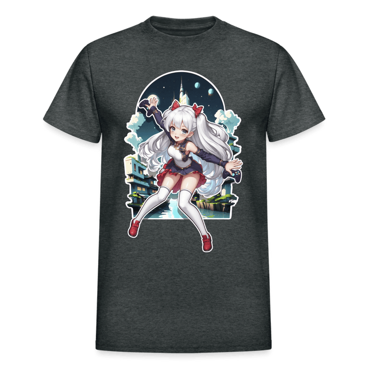 Anime Gamer Girl Magical Powerup T-Shirt - deep heather