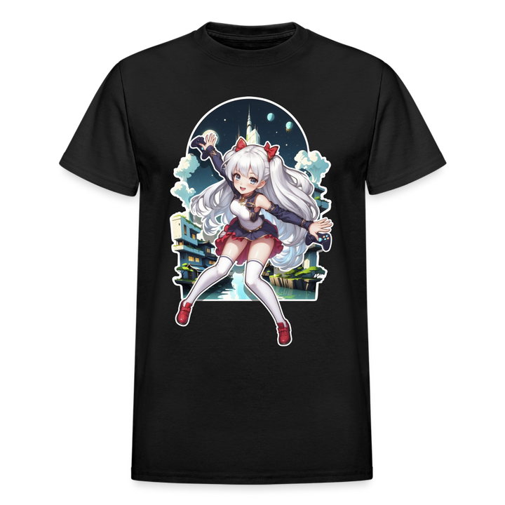 Anime Gamer Girl Magical Powerup T-Shirt - black