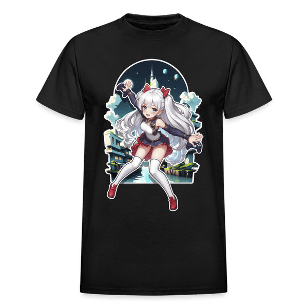 Anime Gamer Girl Magical Powerup T-Shirt - black