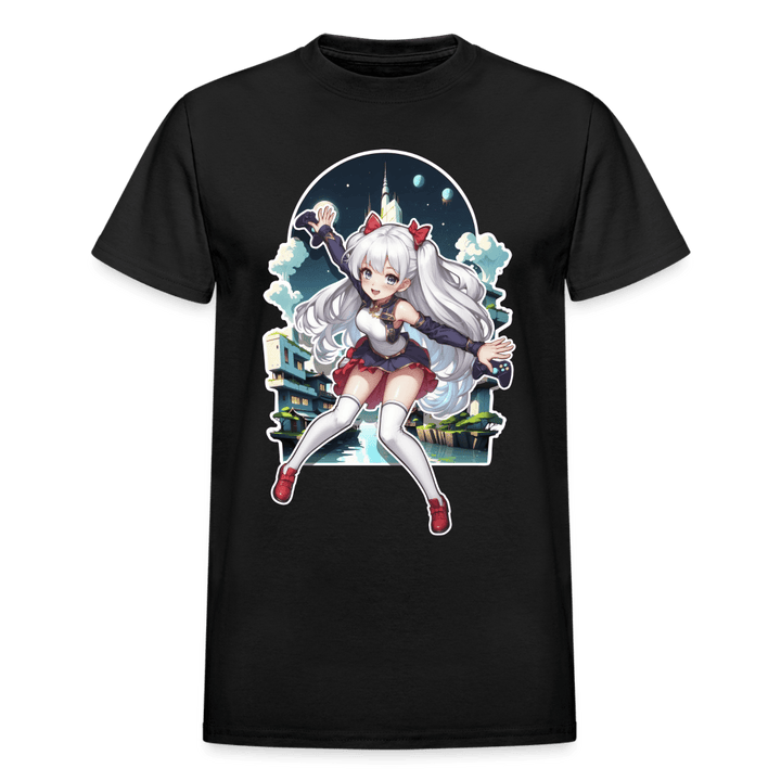 Anime Gamer Girl Magical Powerup T-Shirt - black