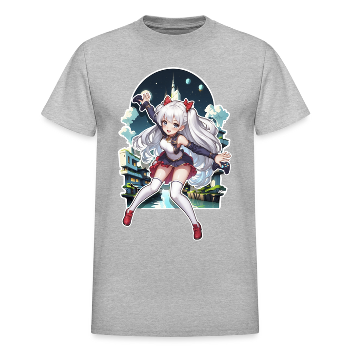 Anime Gamer Girl Magical Powerup T-Shirt - heather gray