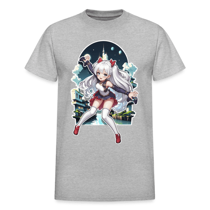 Anime Gamer Girl Magical Powerup T-Shirt - heather gray