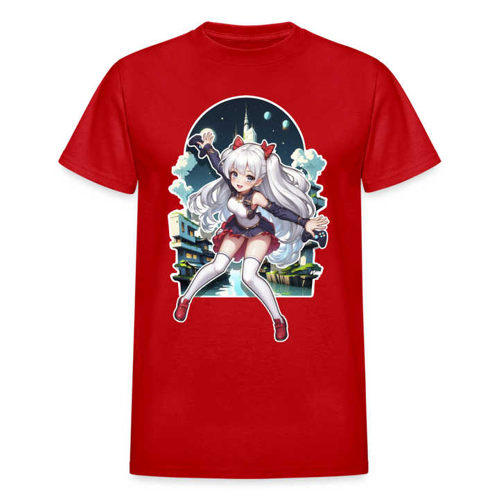 Anime Gamer Girl Magical Powerup T-Shirt - red