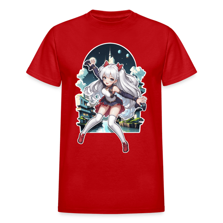 Anime Gamer Girl Magical Powerup T-Shirt - red