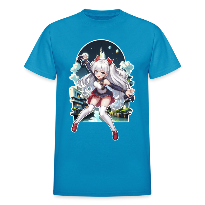 Anime Gamer Girl Magical Powerup T-Shirt - turquoise