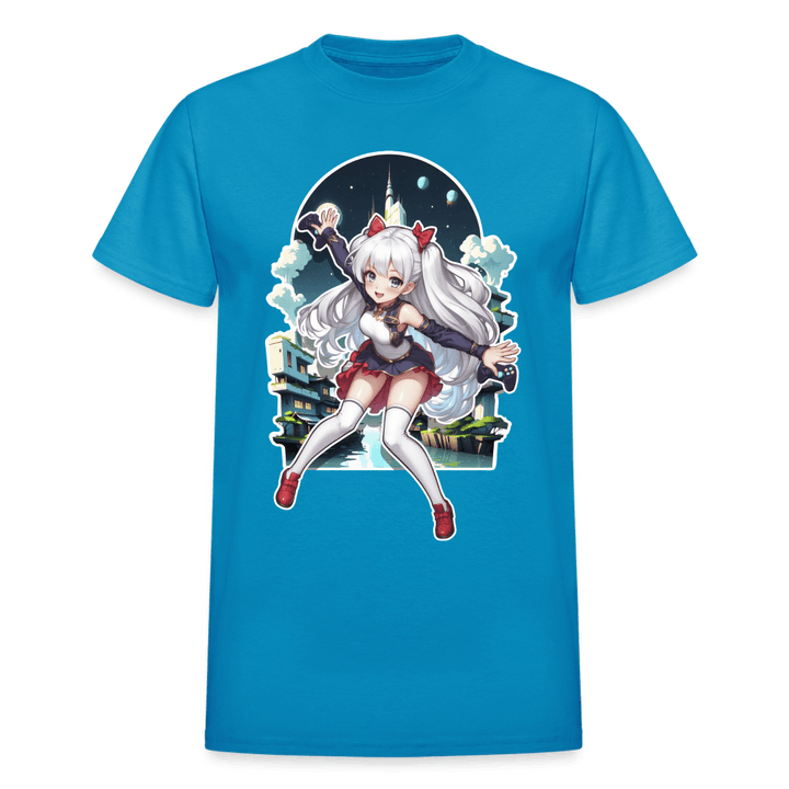 Anime Gamer Girl Magical Powerup T-Shirt - turquoise