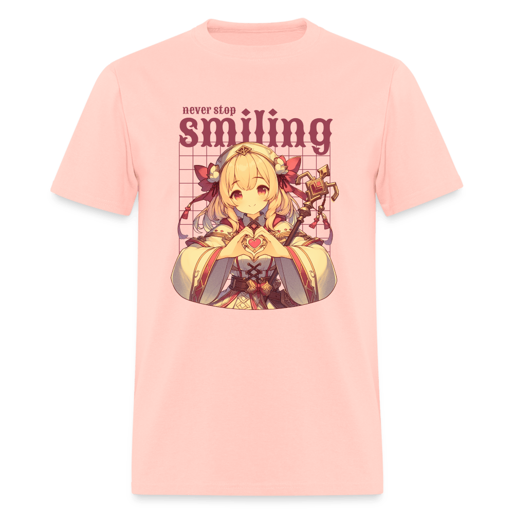 Never Stop Smiling Anime RPG Cleric Unisex Shirt - blush pink 