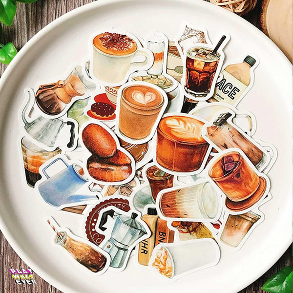 Vintage Soft Pastel Coffee Lover Sticker Pack