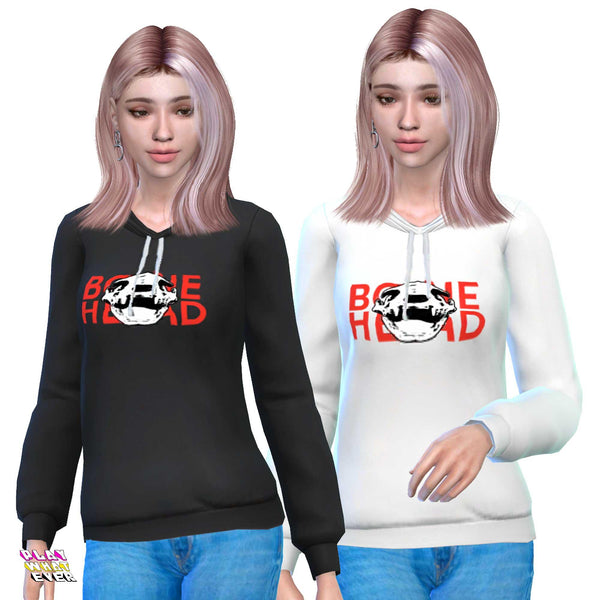 Sims 4 CC Bone Head Hoodie - PlayWhatever