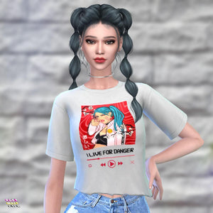 Sims 4 CC I Live for Danger Anime Gunner Cropped Top - PlayWhatever