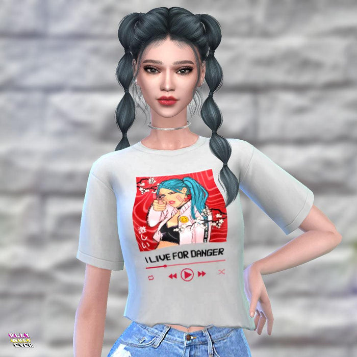 Sims 4 CC I Live for Danger Anime Gunner Cropped Top