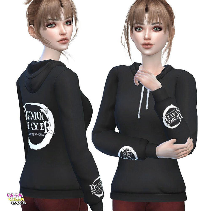 Sims 4 CC Popular Anime Logo Black Hoodie - PlayWhatever