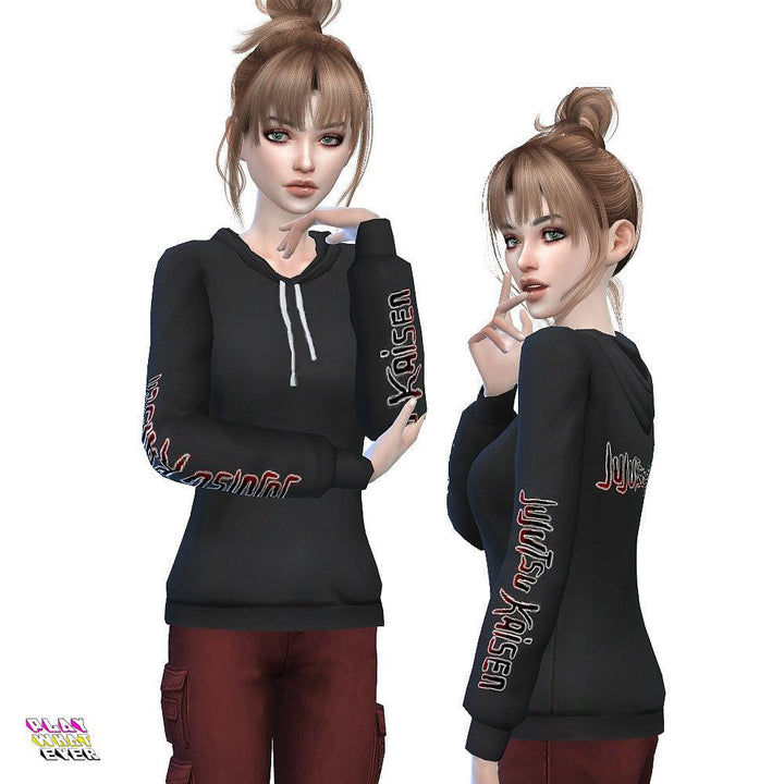 Sims 4 CC Popular Anime Logo Black Hoodie - PlayWhatever