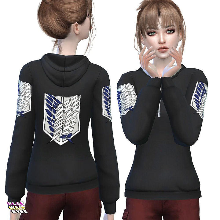 Sims 4 CC Popular Anime Logo Black Hoodie - PlayWhatever