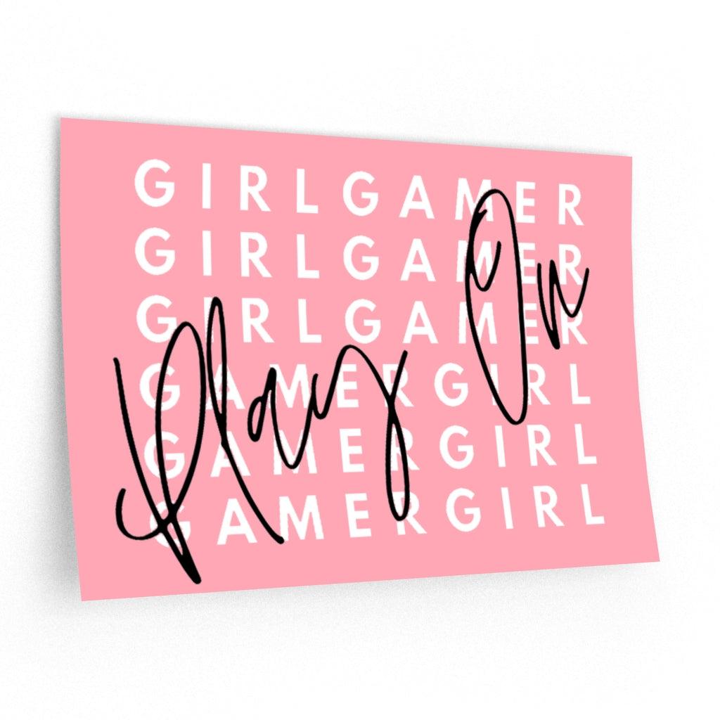 Play One Gamer Girl Removable Wall Decal Poster - PlayWhatever