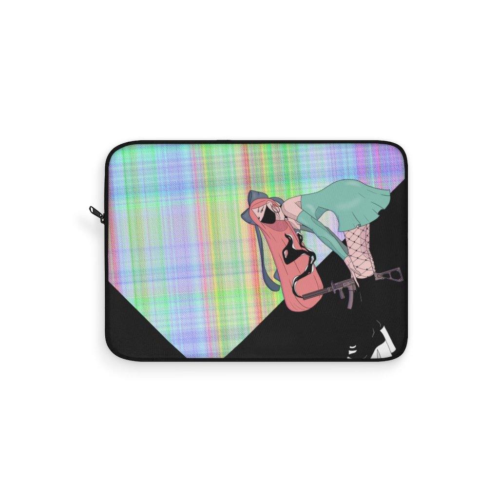 Gunslinger Anime Girl Retro Plaid Laptop Sleeve - PlayWhatever