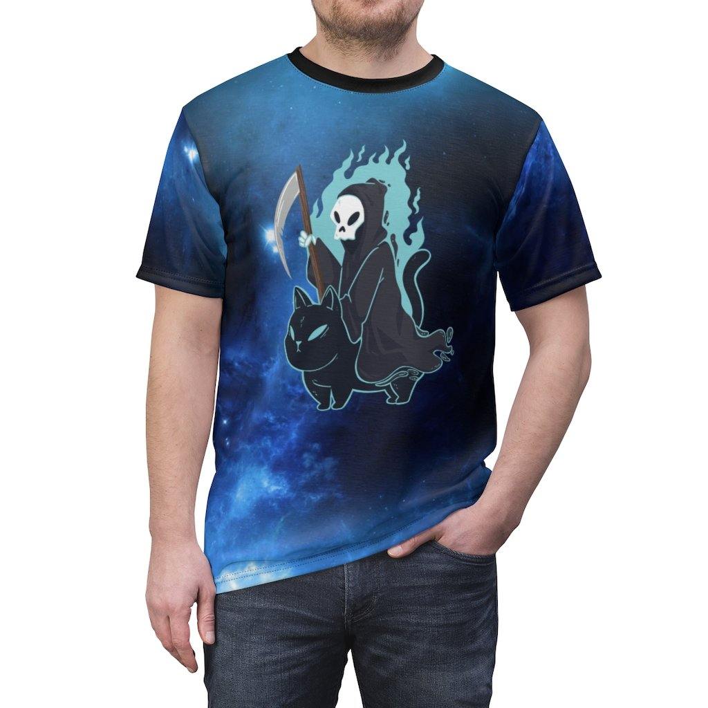The Cat Knight of Death Unisex AOP Tee - PlayWhatever