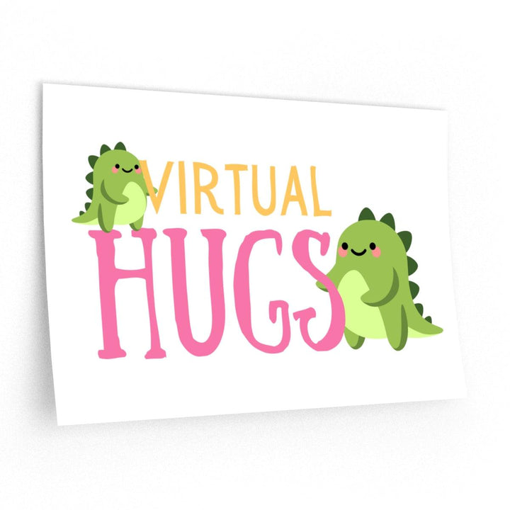Virtual Hugs Cute Pastel Removable Wall Decal Poster - PlayWhatever