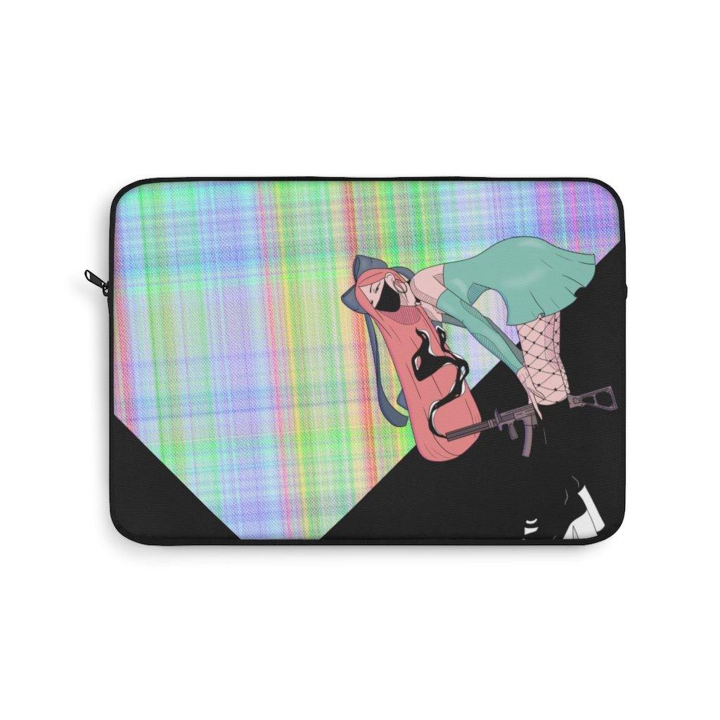 Gunslinger Anime Girl Retro Plaid Laptop Sleeve - PlayWhatever