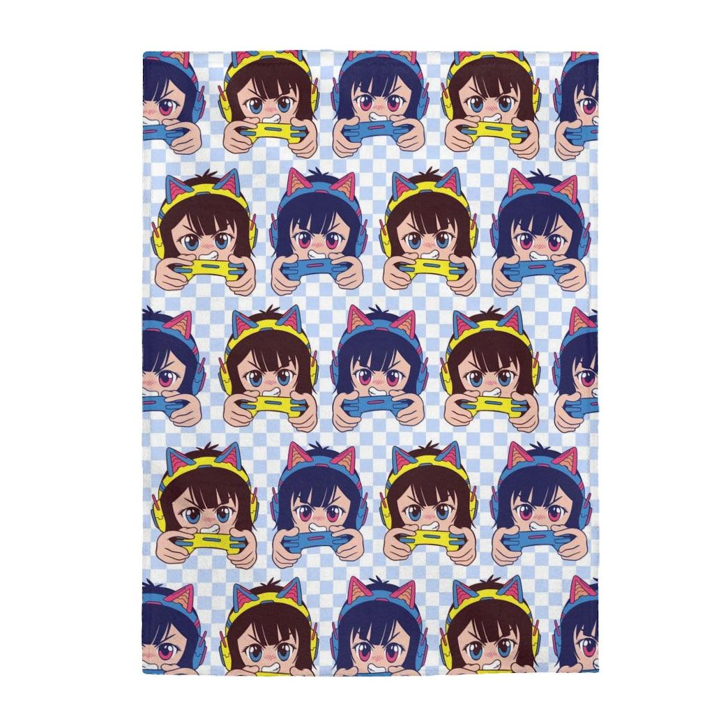 Kawaii Gamer Girl Cat Headphones Blanket - PlayWhatever