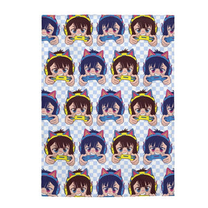 Kawaii Gamer Girl Cat Headphones Blanket - PlayWhatever