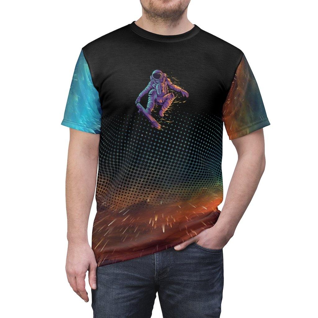 Skating Over The Nebula Astronaut Unisex Shirt - PlayWhatever