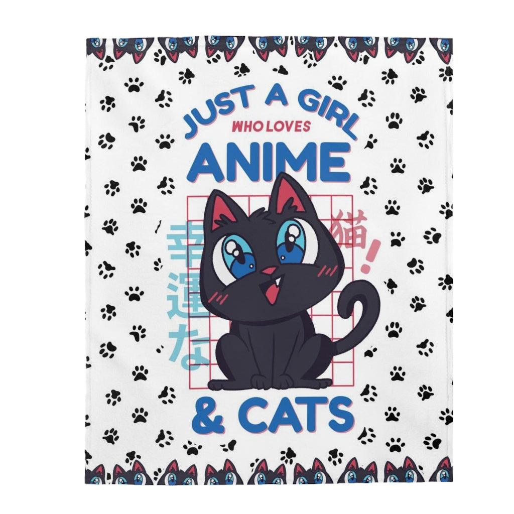 Just a Girl That Loves Anime & Cats Blanket - PlayWhatever