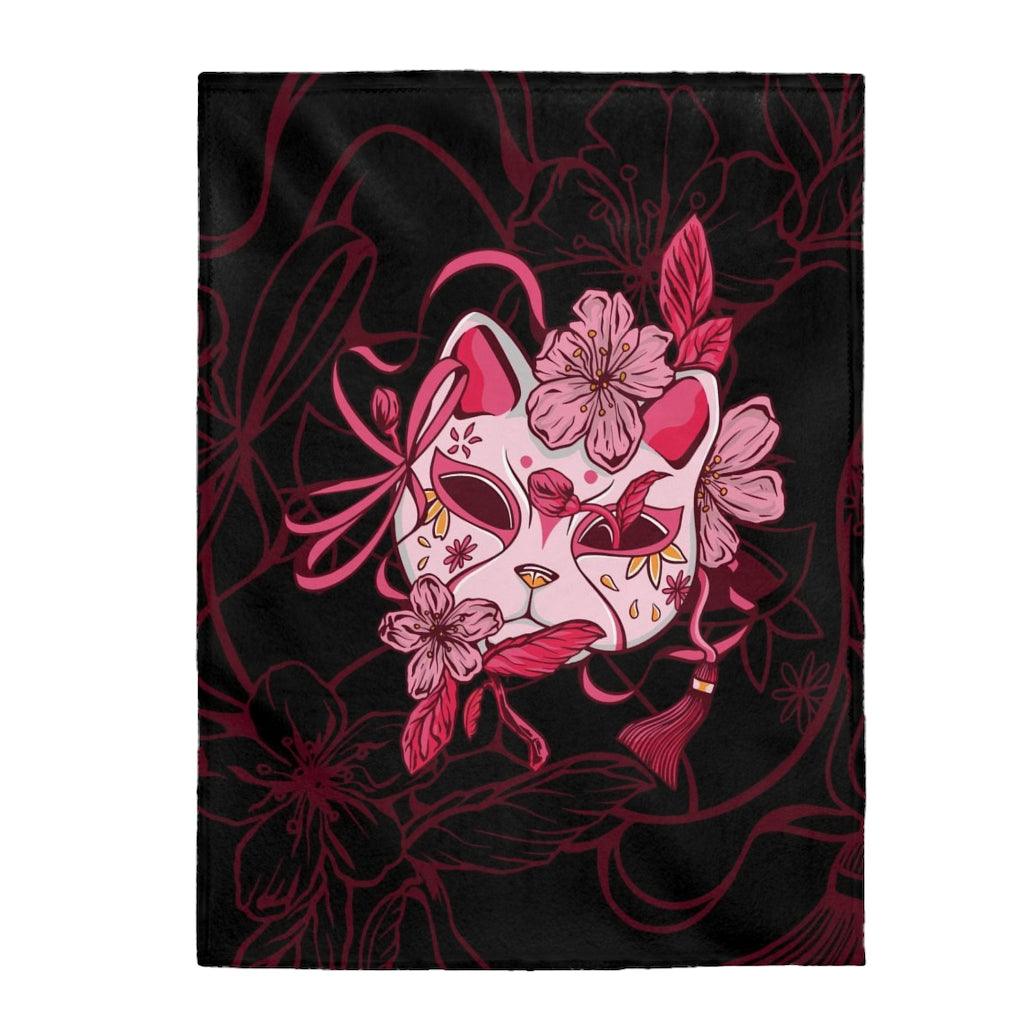 Japanese Cat Mask Anime Blanket - PlayWhatever