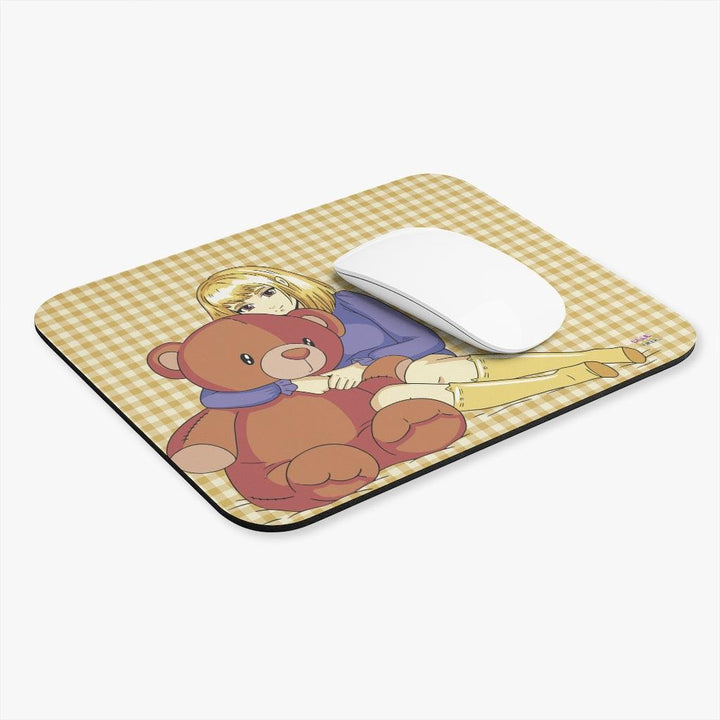 Anime Girl Teddy Bear Gingham Plaid Mouse Pad - PlayWhatever