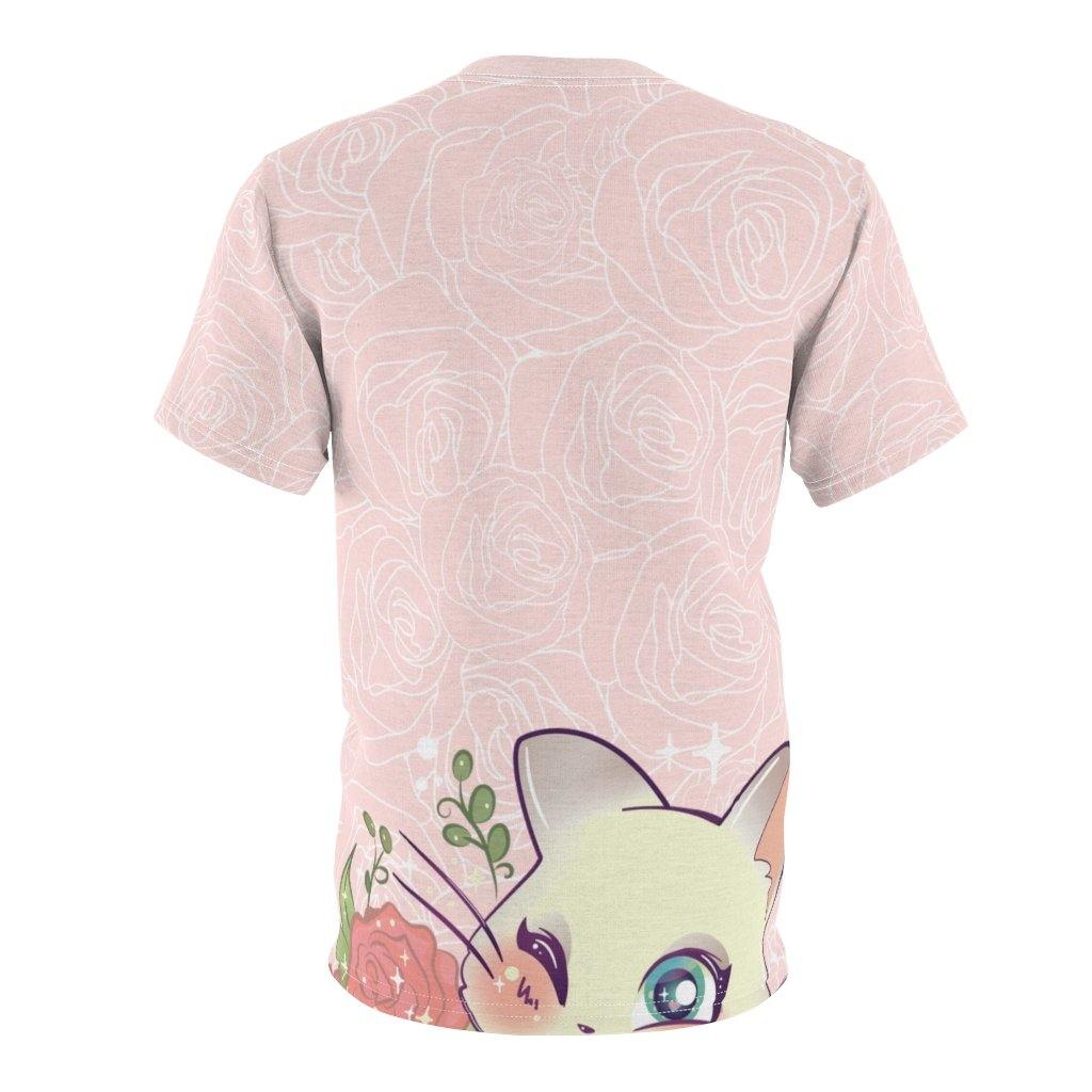 Cats and Roses Have Me Smiling Unisex AOP Tee - PlayWhatever