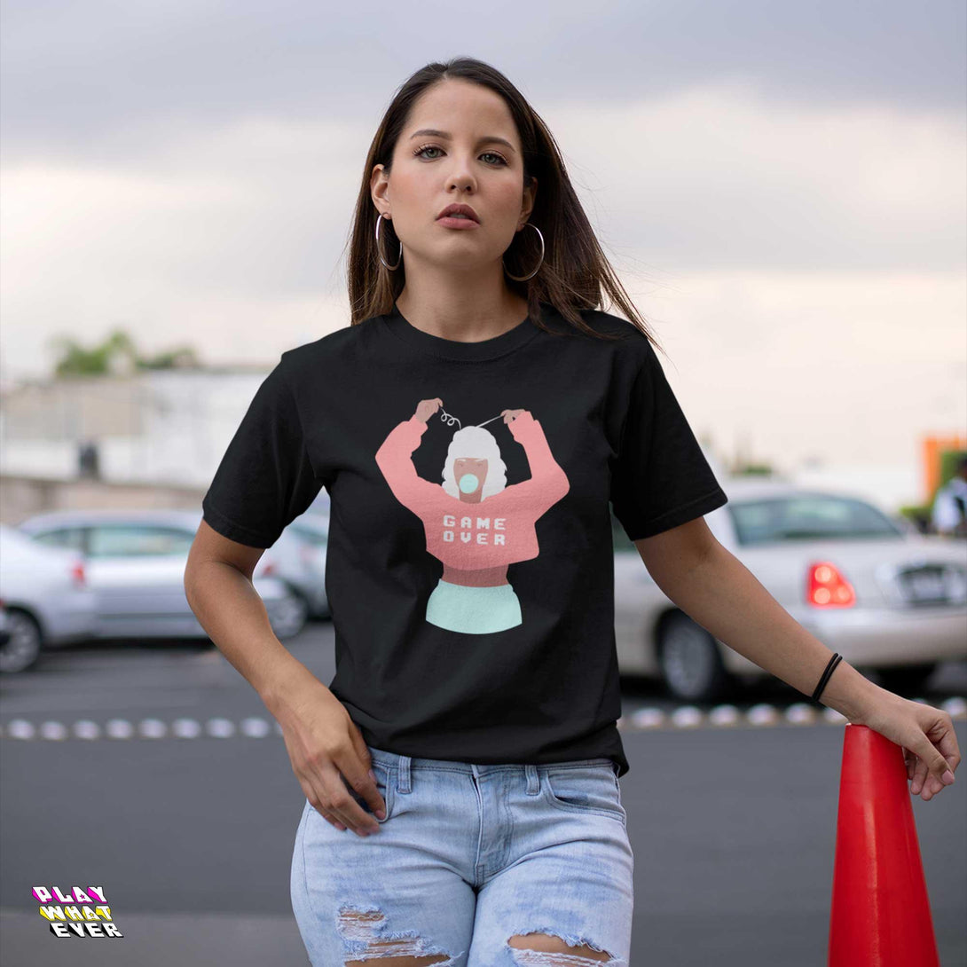 Game Over Bubble Gum Girl Ultra Cotton Unisex Gamer T-Shirt - PlayWhatever