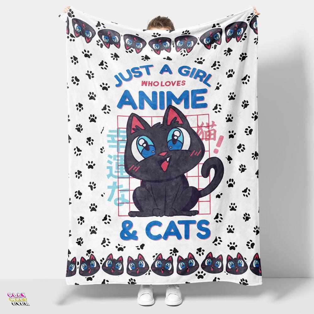 Just a Girl That Loves Anime & Cats Blanket - PlayWhatever